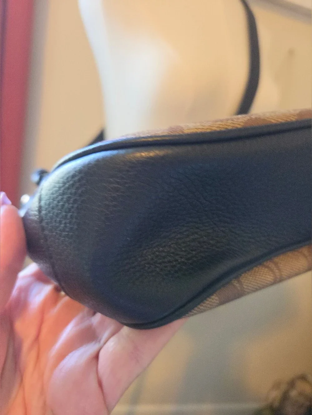 Coach Khaki and Black Signature Crossbody Bag